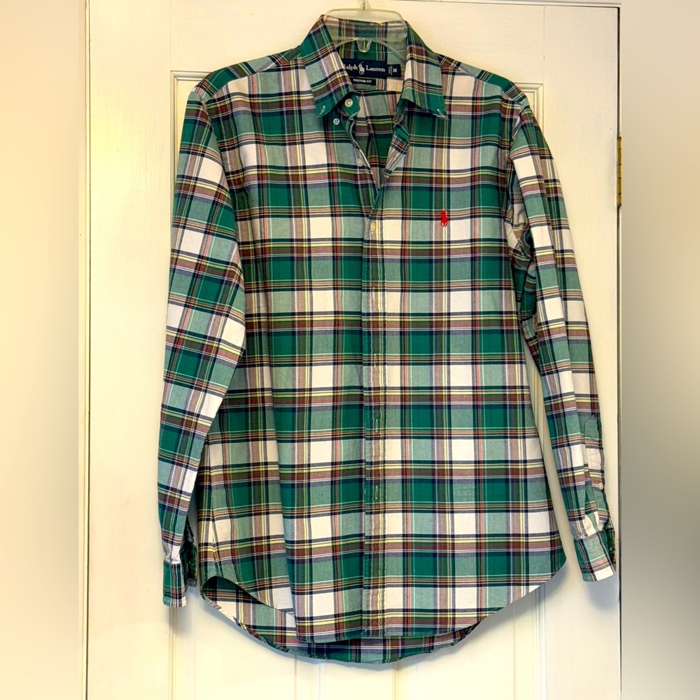 Ralph Lauren Green and Red Casual Button Down Shirt